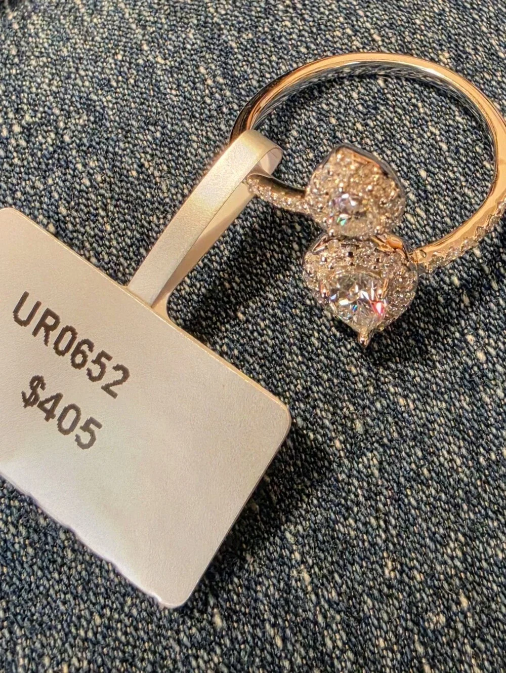 NWT Double Pear Shaped 1.15CT Moissanite 925 Silver Ring Size 6.